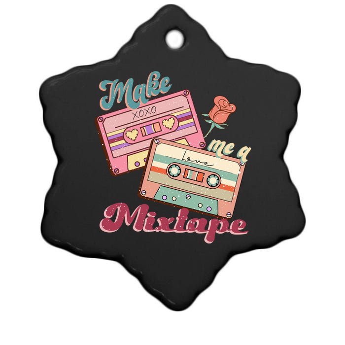 Make Mixtape Cassettes Retro Valentine's Day Gift Ceramic Star Ornament