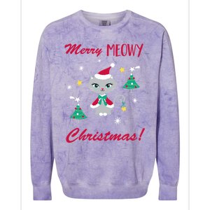 Merry Meowy Christmas Cat Colorblast Crewneck Sweatshirt