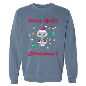 Merry Meowy Christmas Cat Garment-Dyed Sweatshirt