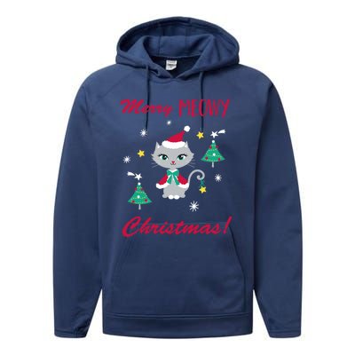 Merry Meowy Christmas Cat Performance Fleece Hoodie