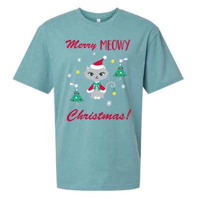 Merry Meowy Christmas Cat Sueded Cloud Jersey T-Shirt