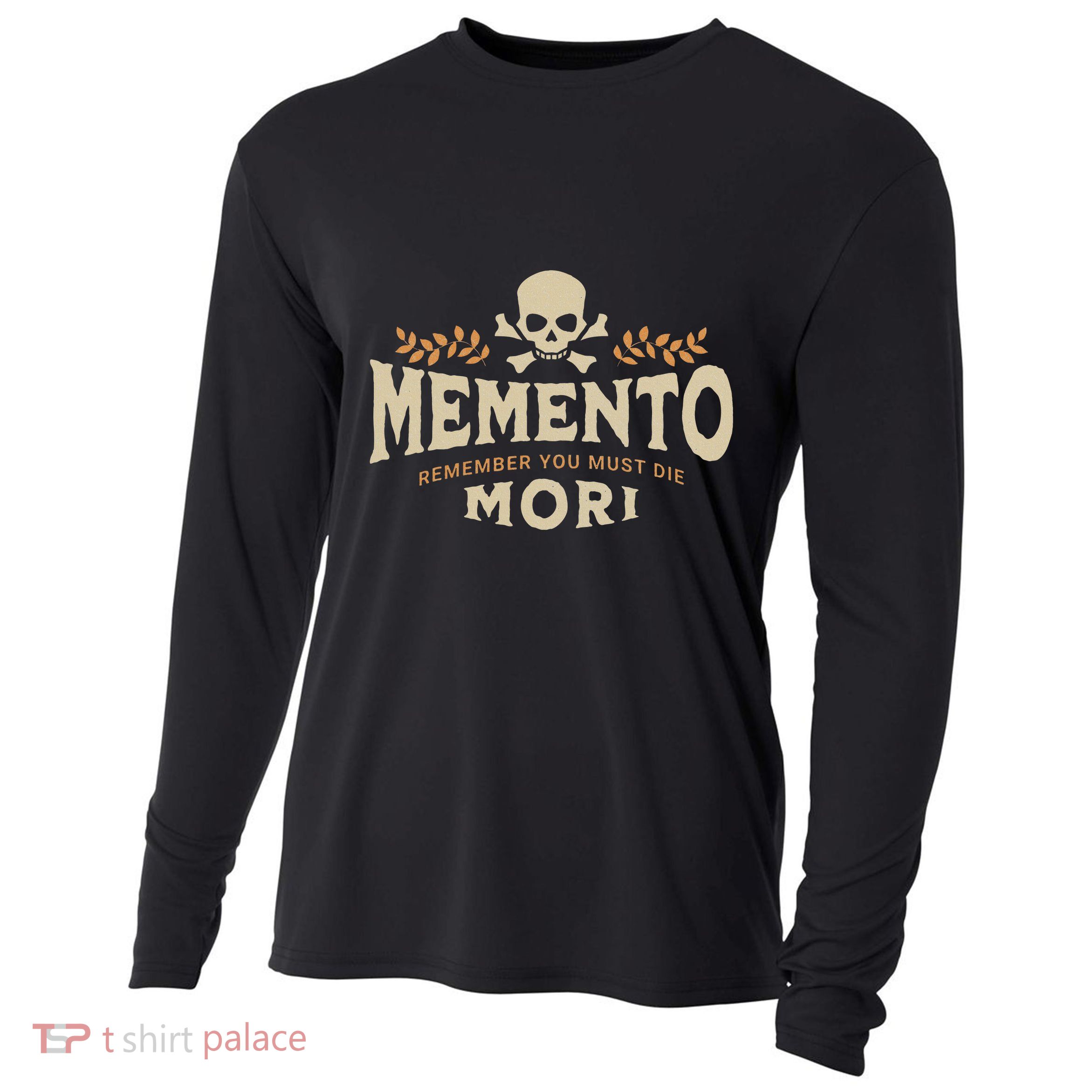 Memento Mori Catholic Design Meaning Traditional Latin Skull Cooling Performance Long Sleeve Crew