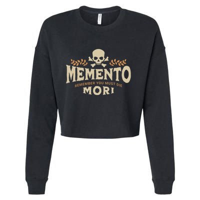 Memento Mori Catholic Design Meaning Traditional Latin Skull Cropped Pullover Crew