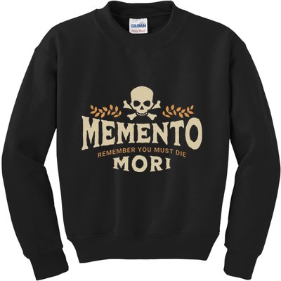 Memento Mori Catholic Design Meaning Traditional Latin Skull Kids Sweatshirt