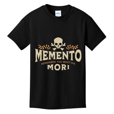 Memento Mori Catholic Design Meaning Traditional Latin Skull Kids T-Shirt