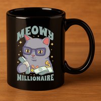 Meowy Millionaire Cat Gift 11oz C Handle Ceramic Mug