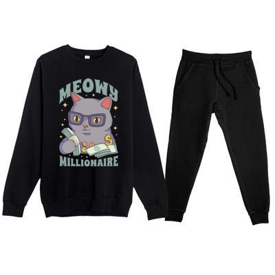 Meowy Millionaire Cat Gift Premium Crewneck Sweatsuit Set