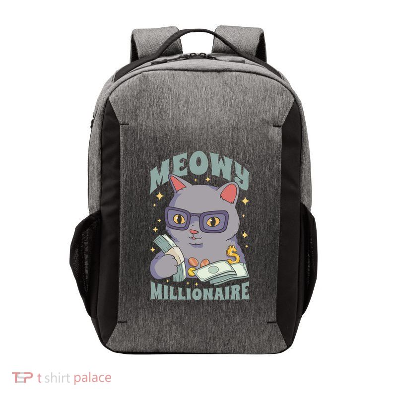 Meowy Millionaire Cat Gift Vector Backpack