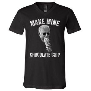 MAKE MINE CHOCOLATE CHIP Funny Joe Biden Ice Cream V-Neck T-Shirt