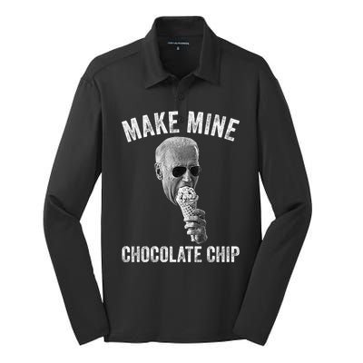 MAKE MINE CHOCOLATE CHIP Funny Joe Biden Ice Cream Silk Touch Performance Long Sleeve Polo