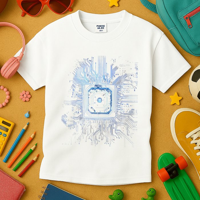 Motherboard Microchip Circuit Black It Computer Background Kids T-Shirt