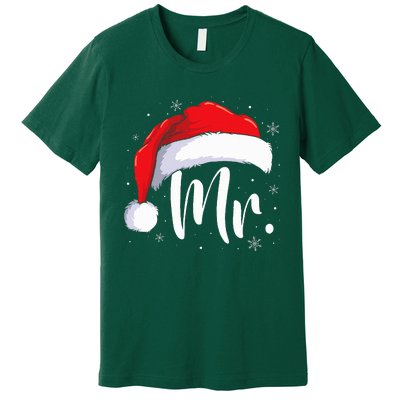 Mr Mrs Claus Christmas Couples Matching His And Her Pajamas  Premium T-Shirt