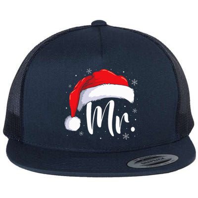 Mr Mrs Claus Christmas Couples Matching His And Her Pajamas  Flat Bill Trucker Hat