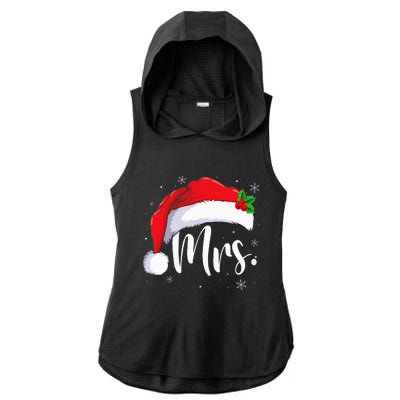 Mr Mrs Claus Christmas Couples Matching His And Her Pajamas Ladies PosiCharge Tri-Blend Wicking Draft Hoodie Tank