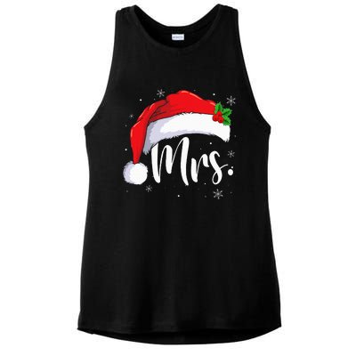 Mr Mrs Claus Christmas Couples Matching His And Her Pajamas Ladies PosiCharge Tri-Blend Wicking Tank