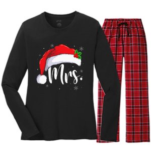 Mr Mrs Claus Christmas Couples Matching His And Her Pajamas Women's Long Sleeve Flannel Pajama Set 