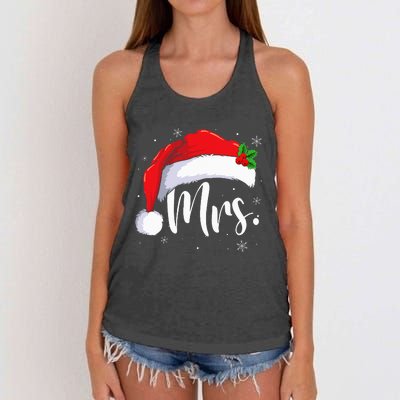 Mr Mrs Claus Christmas Couples Matching His And Her Pajamas Women's Knotted Racerback Tank