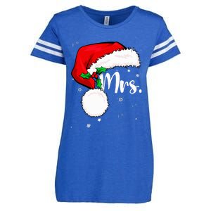 Mr Mrs Claus Christmas Couples Matching His And Her Pajamas Enza Ladies Jersey Football T-Shirt