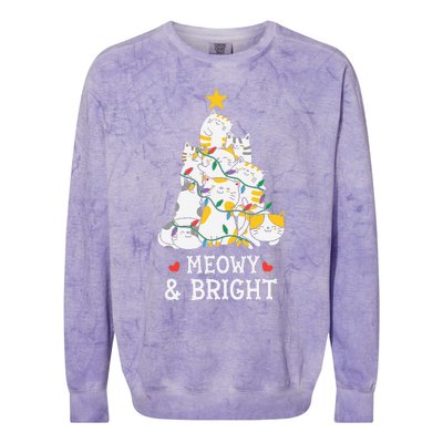 MY MEOW CATS CHRISTMAS TREE Pajama Xmas Funny Colorblast Crewneck Sweatshirt