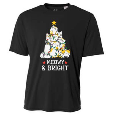 MY MEOW CATS CHRISTMAS TREE Pajama Xmas Funny Cooling Performance Crew T-Shirt