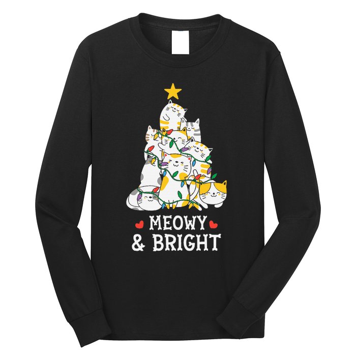 MY MEOW CATS CHRISTMAS TREE Pajama Xmas Funny Long Sleeve Shirt