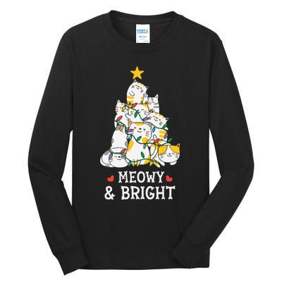 MY MEOW CATS CHRISTMAS TREE Pajama Xmas Funny Tall Long Sleeve T-Shirt