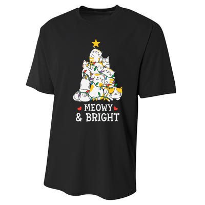 MY MEOW CATS CHRISTMAS TREE Pajama Xmas Funny Performance Sprint T-Shirt