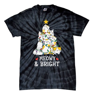 MY MEOW CATS CHRISTMAS TREE Pajama Xmas Funny Tie-Dye T-Shirt