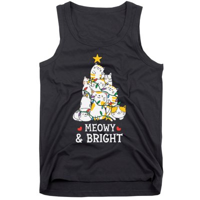 MY MEOW CATS CHRISTMAS TREE Pajama Xmas Funny Tank Top