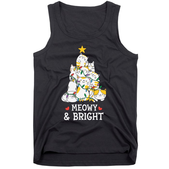 MY MEOW CATS CHRISTMAS TREE Pajama Xmas Funny Tank Top