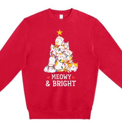 MY MEOW CATS CHRISTMAS TREE Pajama Xmas Funny Premium Crewneck Sweatshirt