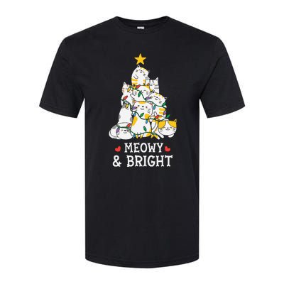 MY MEOW CATS CHRISTMAS TREE Pajama Xmas Funny Softstyle CVC T-Shirt