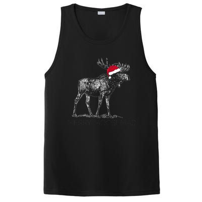 Merry Moosemas Christmas Moose With Santa Hat PosiCharge Competitor Tank