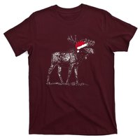 Merry Moosemas Christmas Moose With Santa Hat T-Shirt