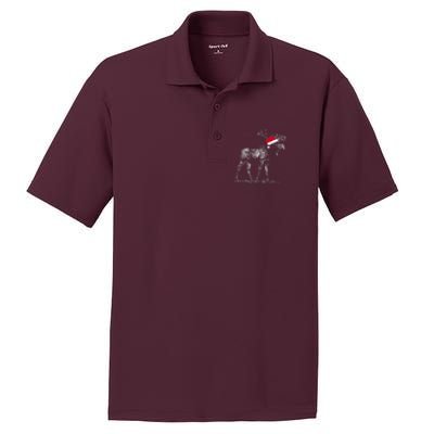 Merry Moosemas Christmas Moose With Santa Hat PosiCharge RacerMesh Polo