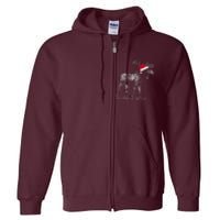 Merry Moosemas Christmas Moose With Santa Hat Full Zip Hoodie