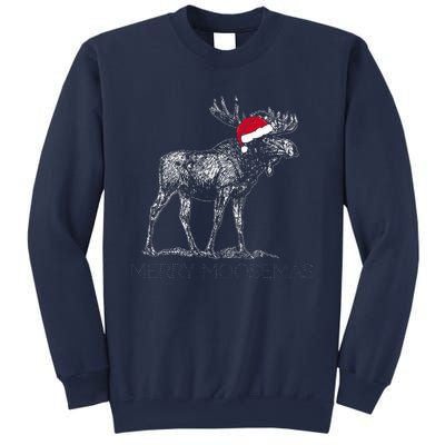 Merry Moosemas Christmas Moose With Santa Hat Sweatshirt