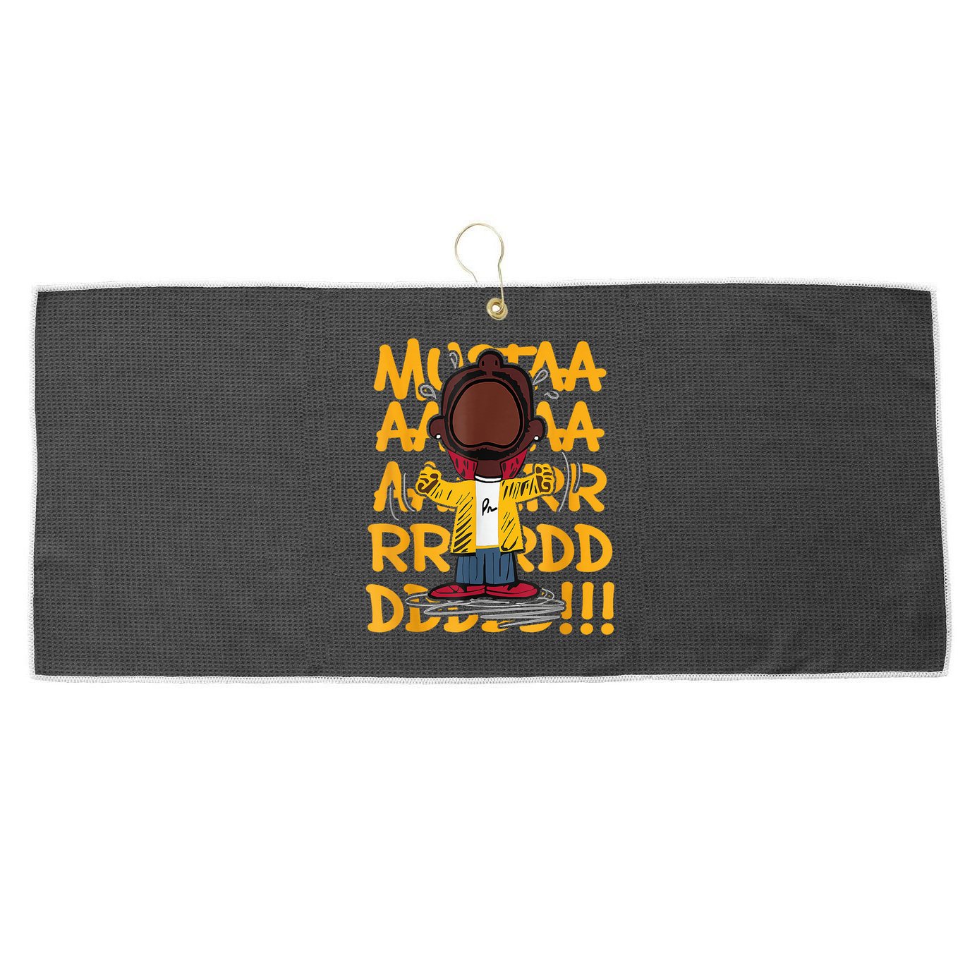 Mustard Meme Character Crying Large Microfiber Waffle Golf Towel