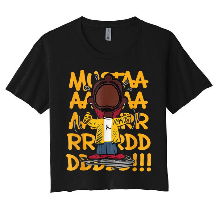 Mustard Meme Character Crying Women's Crop Top Tee