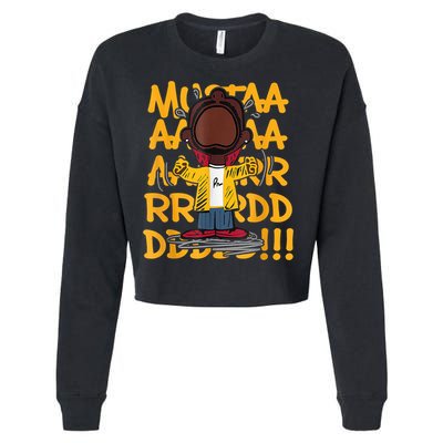 Mustard Meme Character Crying Cropped Pullover Crew