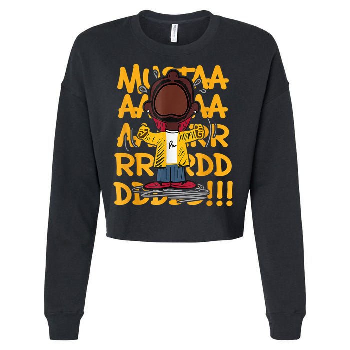 Mustard Meme Character Crying Cropped Pullover Crew