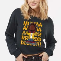 Mustard Meme Character Crying Cropped Pullover Crew
