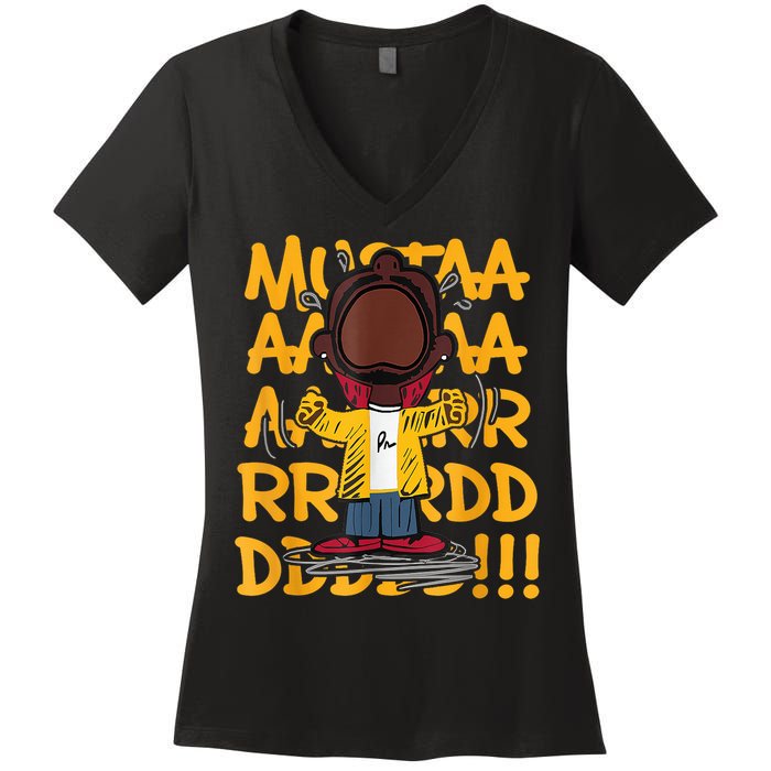 Mustard Meme Character Crying Women's V-Neck T-Shirt