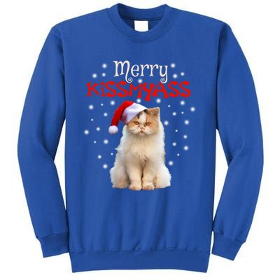 Merry Myass Cagift Cute Cat With Christmas Santa Hat Gift Tall Sweatshirt