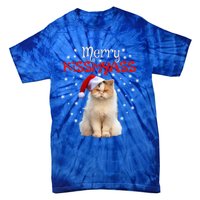 Merry Myass Cagift Cute Cat With Christmas Santa Hat Gift Tie-Dye T-Shirt