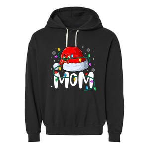 Mom Mother Christmas Lights Mother Pajama Family Matching Garment-Dyed Fleece Hoodie