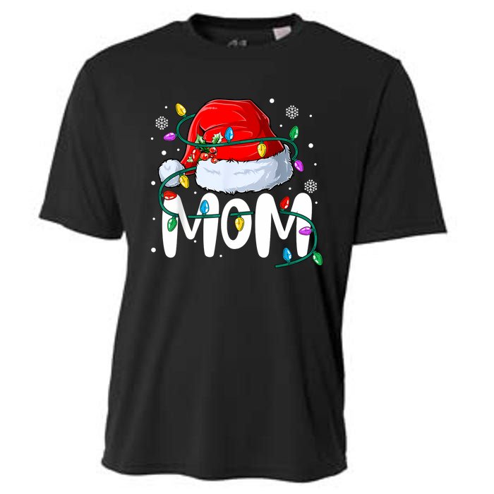 Mom Mother Christmas Lights Mother Pajama Family Matching Cooling Performance Crew T-Shirt