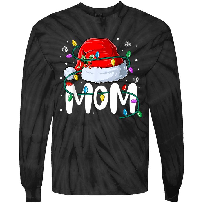 Mom Mother Christmas Lights Mother Pajama Family Matching Tie-Dye Long Sleeve Shirt