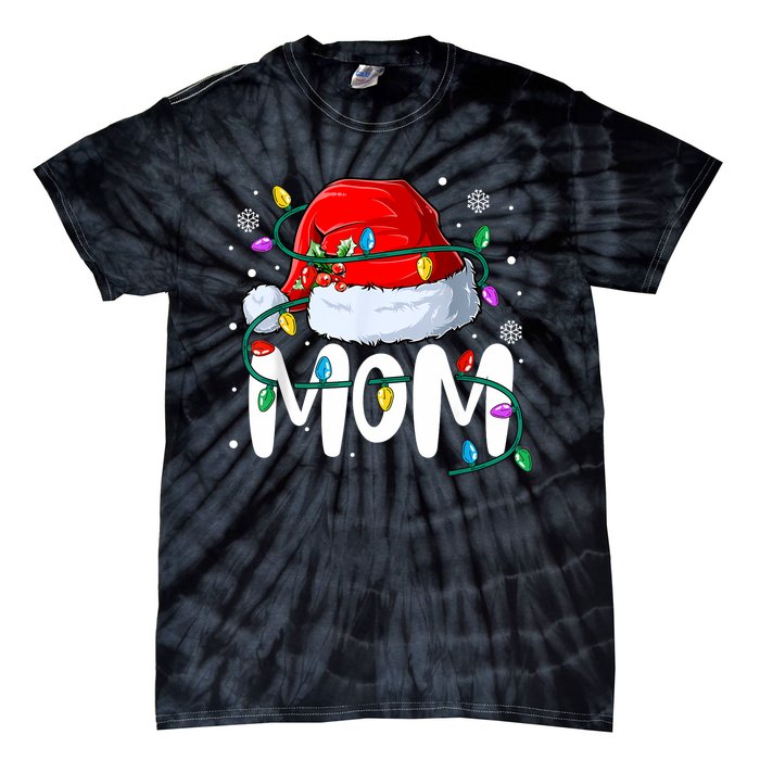 Mom Mother Christmas Lights Mother Pajama Family Matching Tie-Dye T-Shirt