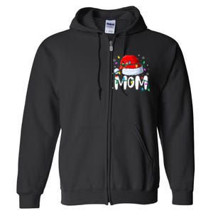 Mom Mother Christmas Lights Mother Pajama Family Matching Full Zip Hoodie